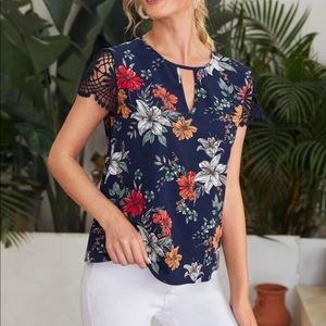 Lace sleeve floral top